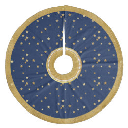 Jupon De Sapin En Molleton Festive Blue & Gold Stars Jupe d'arbre de Noël