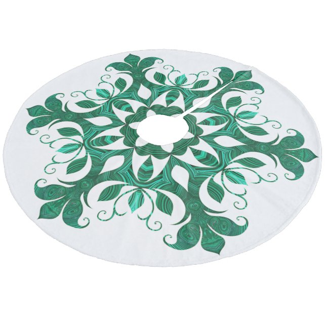 Jupon De Sapin En Molleton Fleur De Fleur De Neige Verte Motif Sur Blanc (Angle)
