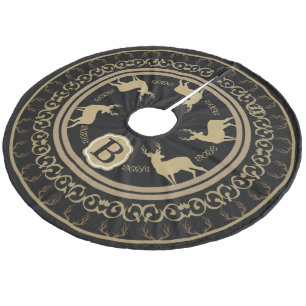 Jupon De Sapin En Molleton Glam Black & Taupe Deer Antlers & Bucks