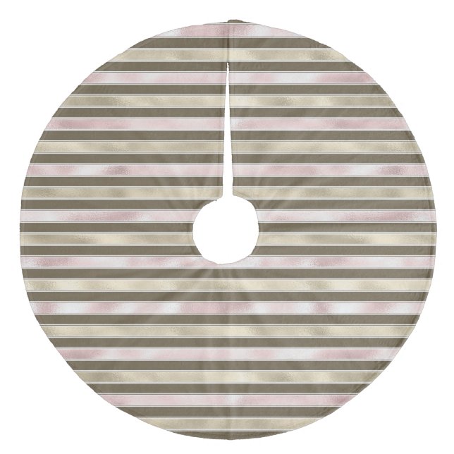 Jupon De Sapin En Molleton Glam Gold Blush Pink Brown stries (Devant)