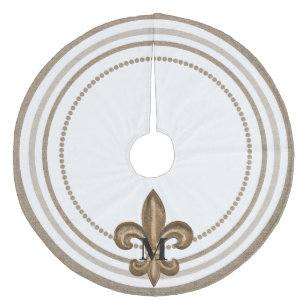 Jupon De Sapin En Molleton Gold Fleur de Lis Burlap décorative