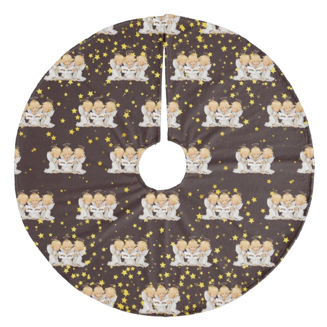 Jupon De Sapin En Molleton Joli Angels de carolage Fleece Arbre Jupe (Devant)