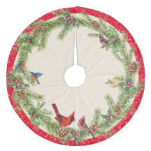 Pin Wreath Pinecones Berries Birds and Snow