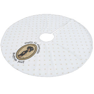 Jupon De Sapin En Molleton Portrait Dachshund Ovale Or (noir et bronzé)