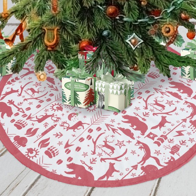 Jupon De Sapin En Molleton Red Woodland Fox Deer Bear Joyeux Noël (Créateur téléchargé)