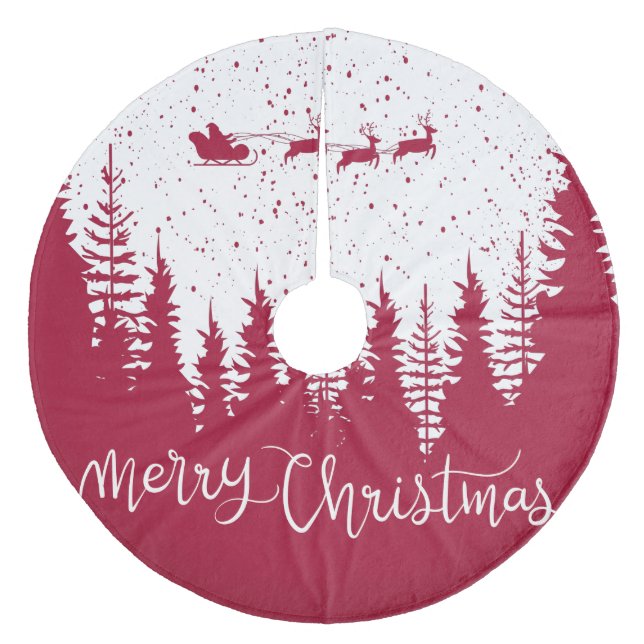 Jupon De Sapin En Molleton Snowflakes Reindeer Joyeux Noël (Devant)