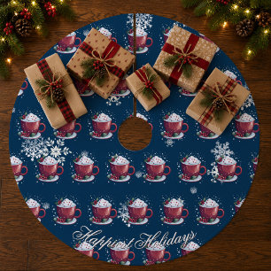 Jupon De Sapin En Molleton Tasse de chocolat chaud de Noël   Bleu