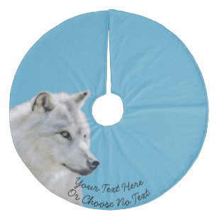 Jupon De Sapin En Molleton Texte personnalisé/ Peinture de loup blanc majestu