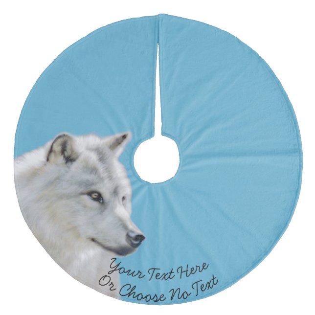 Jupon De Sapin En Molleton Texte personnalisé/ Peinture de loup blanc majestu (Devant)