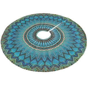 Jupon De Sapin En Molleton Turquoise Turquoise Vert Mandala Round Star Motif