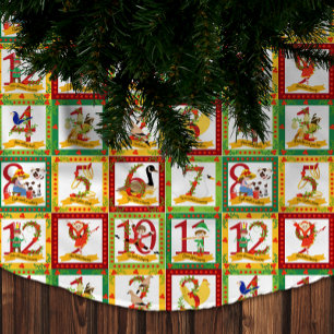 Jupon De Sapin En Polyester Brossé 12 Jours de Noël