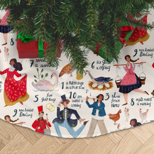 Jupon De Sapin En Polyester Brossé 12 Jours de Noël écru Classique Traditionnel