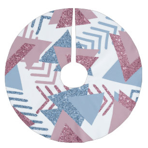 Jupon De Sapin En Polyester Brossé 80s Abstrait lunaire Dusty Mauve rose et bleu