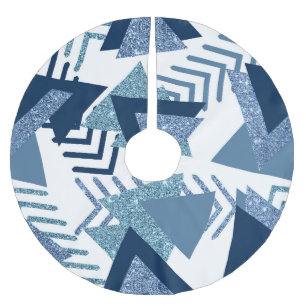 Jupon De Sapin En Polyester Brossé 80s Luxe Abstrait   Turquoise et bleu marine