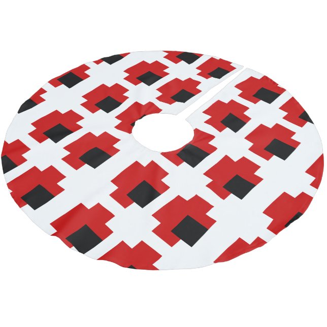 Jupon De Sapin En Polyester Brossé 8 bits Éffrayants yeux rouges (Angle)