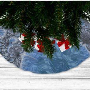 Jupon De Sapin En Polyester Brossé Abstrait bleu noir complexe fractal