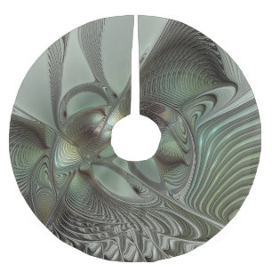 Jupon De Sapin En Polyester Brossé Abstrait Olive Sage Green Grey Fractal Art Imagina
