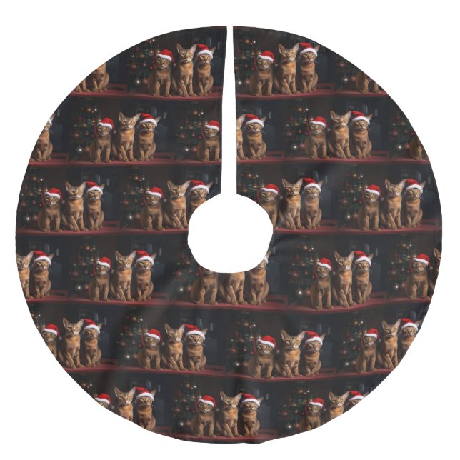 Jupon De Sapin En Polyester Brossé Abyssinian près de la cheminée Noël (Devant)