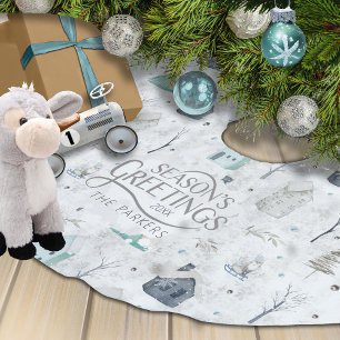Jupon De Sapin En Polyester Brossé Accueil confortable Noël Turquoise ID985