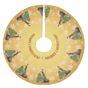 Jupon De Sapin En Polyester Brossé Adorable Giraffes de Noël