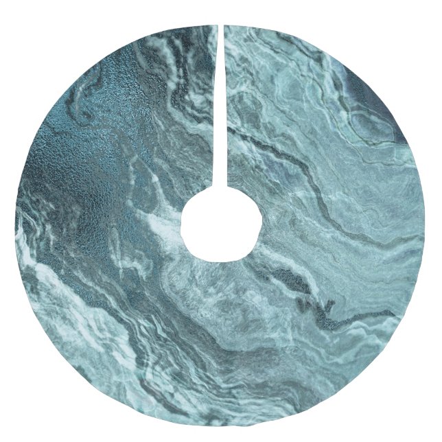 Jupon De Sapin En Polyester Brossé Agate Turquoise cristallisée | Pierre marbrée noir (Devant)