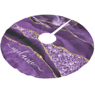 Jupon De Sapin En Polyester Brossé Agate Violet violet or Parties scintillant Nom arb