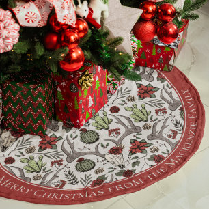 Jupon De Sapin En Polyester Brossé Agritourisme Noël Floral Cerf Antlers