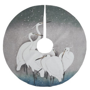 Jupon De Sapin En Polyester Brossé Aigrettes de Koson dans la neige : vintage japonai