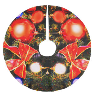 Jupon De Sapin En Polyester Brossé Aiguilles et baubles