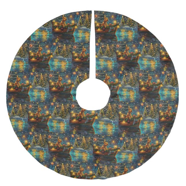 Jupon De Sapin En Polyester Brossé Airedale Noël Festival Voyage (Devant)