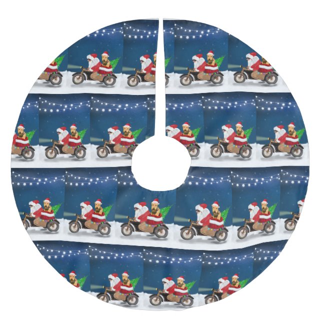 Jupon De Sapin En Polyester Brossé Airedale Terrier Chien Noël Père Noël (Devant)