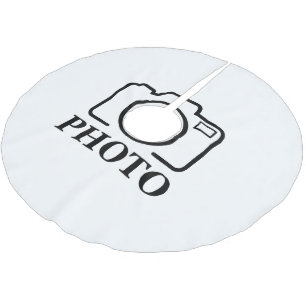 Jupon De Sapin En Polyester Brossé Ajouter Mariage photo personnalisé Moderne Cute Él