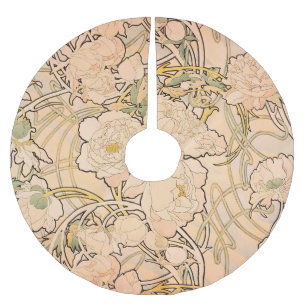 Jupon De Sapin En Polyester Brossé Alfonse Mucha Art Nouveau Peonies