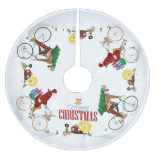 Jupon De Sapin En Polyester Brossé Aller à vélo chez grand-mère - Tapis de Noël