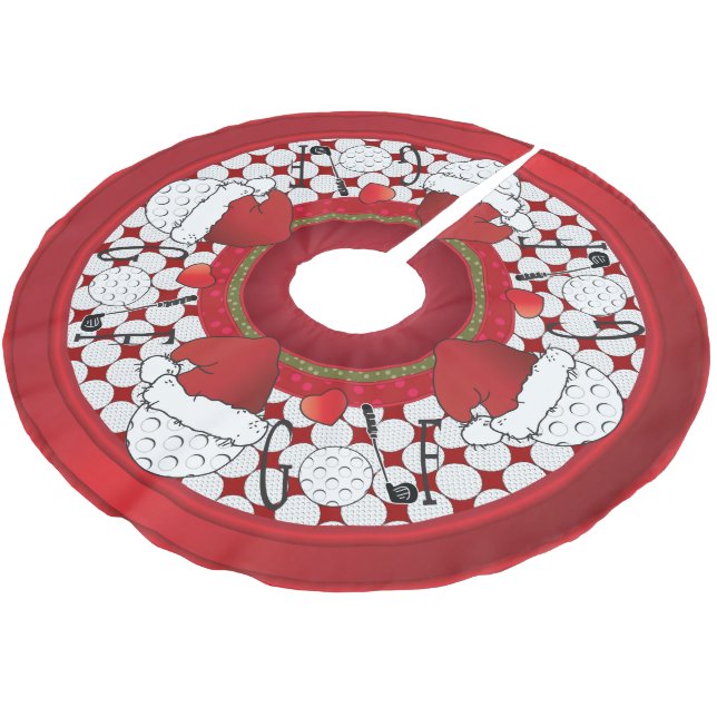 Jupon De Sapin En Polyester Brossé Amants de golf de Joyeux Noël (Angle)