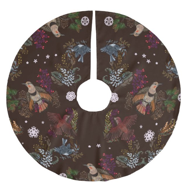 Jupon De Sapin En Polyester Brossé American Bird Woodland Noël Brossé Polyester (Devant)