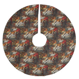 Jupon De Sapin En Polyester Brossé American English Foxhound Chien Festif de Noël