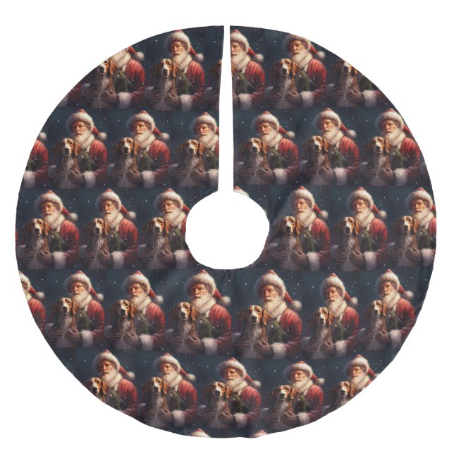 Jupon De Sapin En Polyester Brossé American English Foxhound Santa Claus Noël (Devant)