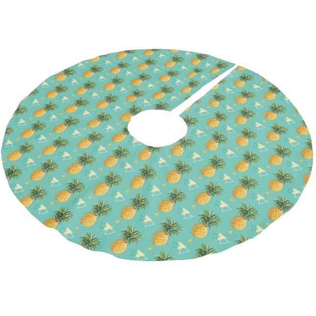 Jupon De Sapin En Polyester Brossé Ananas lumineux sur le motif géométrique (Angle)