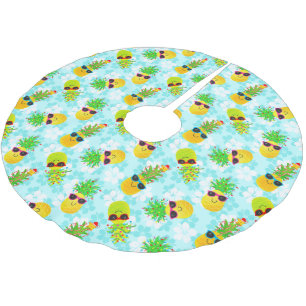 Jupon De Sapin En Polyester Brossé Ananas tropicaux drôles de Noël