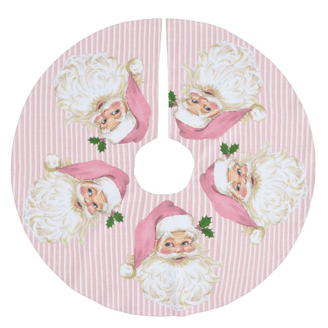 Jupon De Sapin En Polyester Brossé Ancien Père Noël rose rayure brossé (Devant)