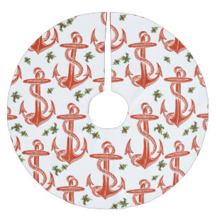 Jupon De Sapin En Polyester Brossé Ancre Vintage Red Holly