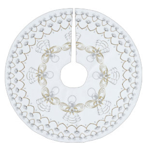 Jupon De Sapin En Polyester Brossé Ange de Noël de perle de coutume de cercle de joi