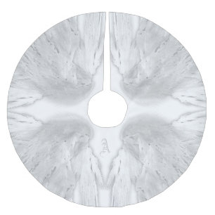 Jupon De Sapin En Polyester Brossé ANGEL WINGS Blanc Personnalisé Monogramme