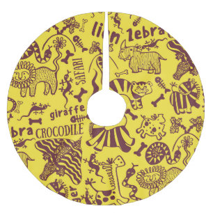 Jupon De Sapin En Polyester Brossé Animaux africains : Motif culturel sans peau.