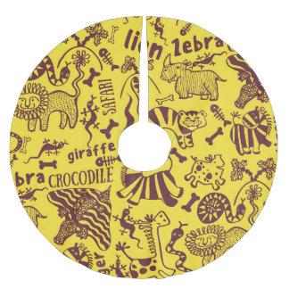 Jupon De Sapin En Polyester Brossé Animaux africains : Motif culturel sans peau.