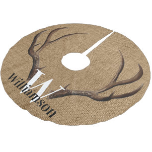Jupon De Sapin En Polyester Brossé Antlers Rustiques Nom du monogramme