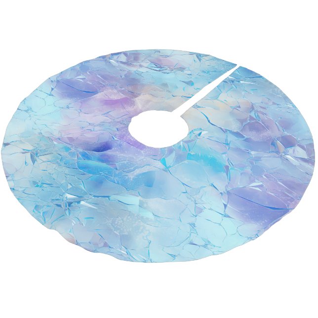Jupon De Sapin En Polyester Brossé Aqua Blue Purple Ice Neige Noël (Angle)