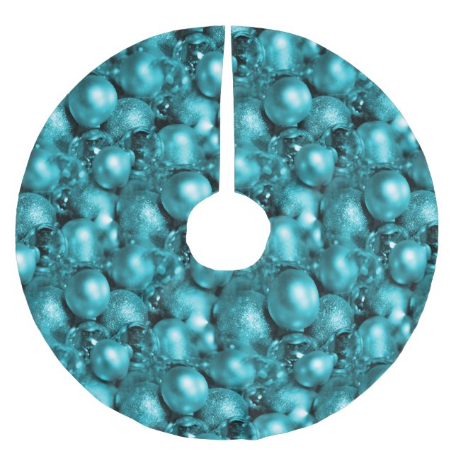 Jupon De Sapin En Polyester Brossé Aqua Christmas Baubles (Devant)