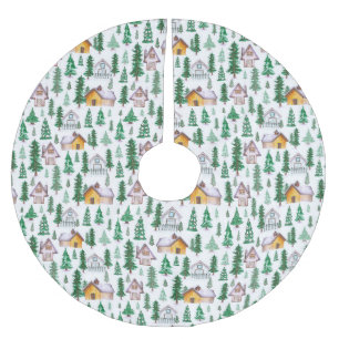 Jupon De Sapin En Polyester Brossé Aquarelle Cabines douillets en Pine Forest Motif